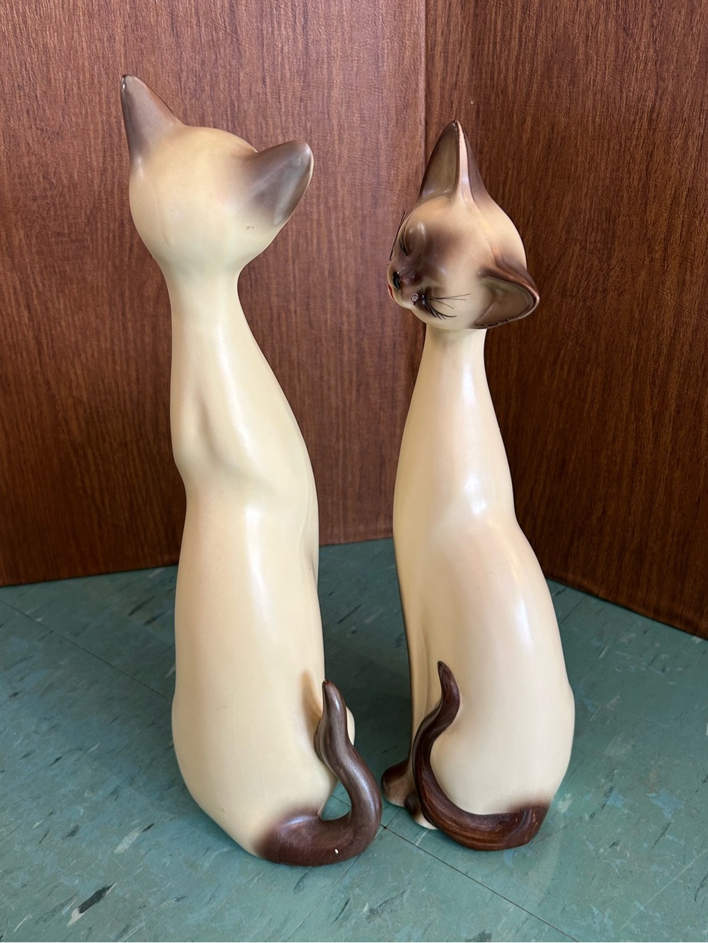 2 vintage Siamese whisker cat figurines tall giftcraft - Picture 2 of 7